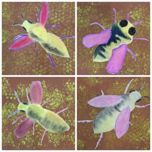 Von Kindern gemalte Bienen