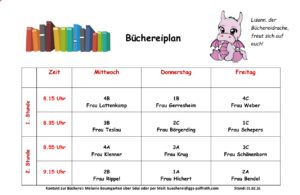 Zeitplan für die Bücherausleihe a.d. GGS Paffrath
